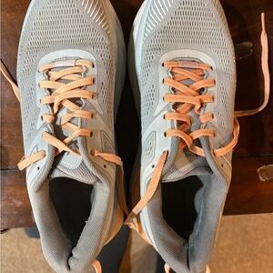 Hoka One One Gray and Orange Athletic Shoes